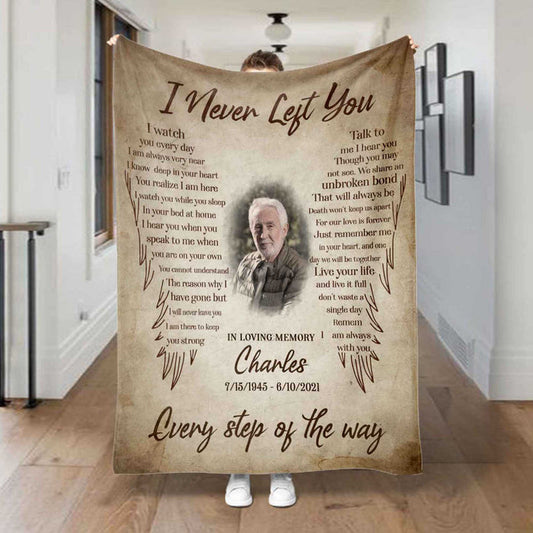 Personalized I Never Left You Memorial Blankets Loss Of Father, In Loving Memory Throw Blanket