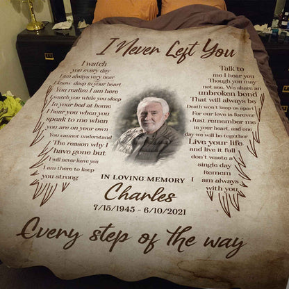 Personalized I Never Left You Memorial Blankets Loss Of Father, In Loving Memory Throw Blanket