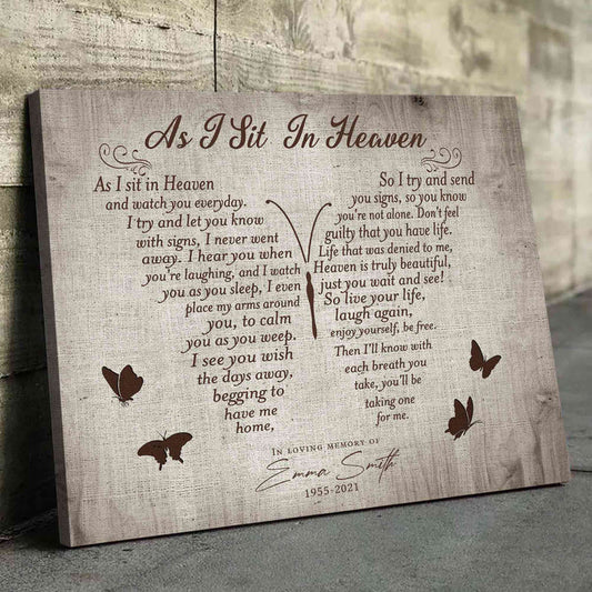 Personalized Memorial Gifts, As I Sit In Heaven Butterfly For Loss Of Father/Mother, Sympathy Gifts