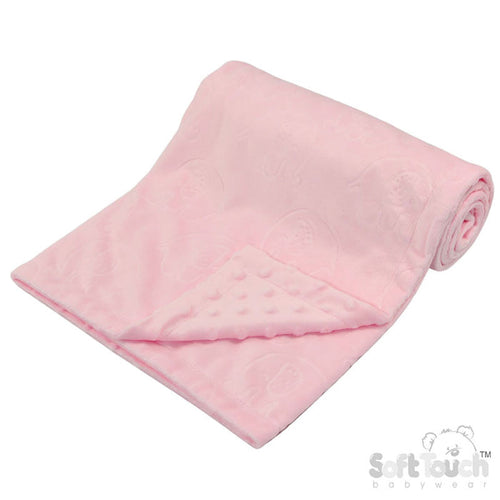 Pink Elephant Embossed Mink Wrap / Bubble Mink Back - (PK4) FBP236-P