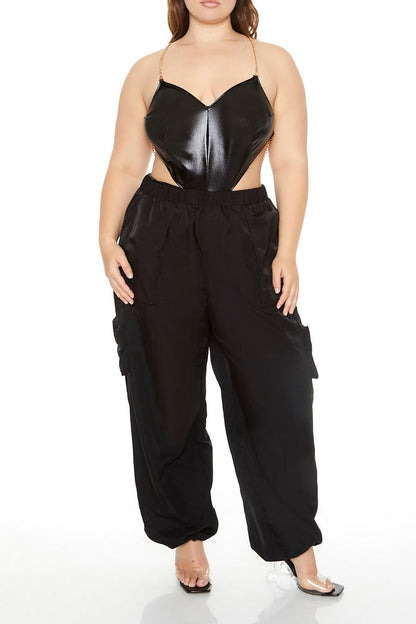 Plus Size Cutout Chain Bodysuit