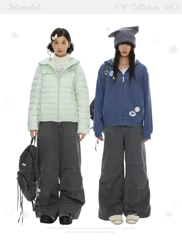 Polka dot cotton cargo pants