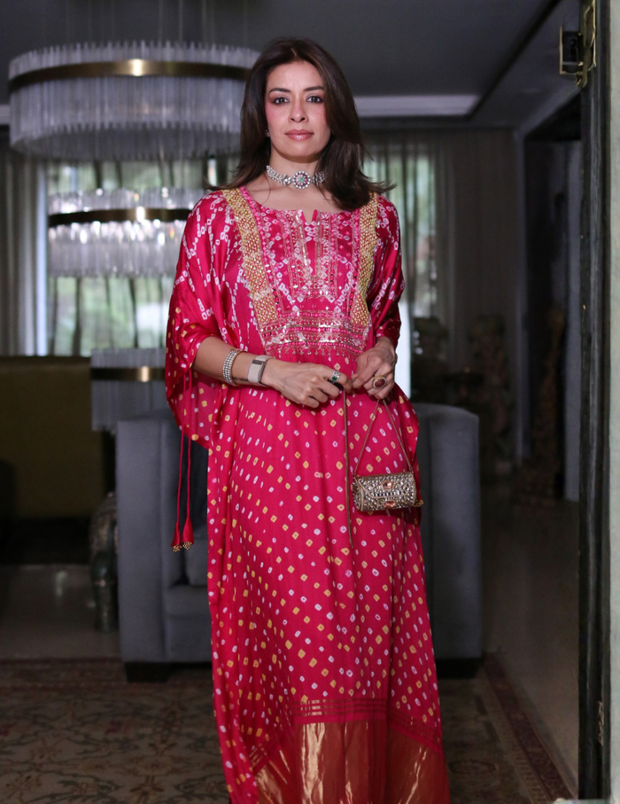 Raasa Bandhani Kaftan