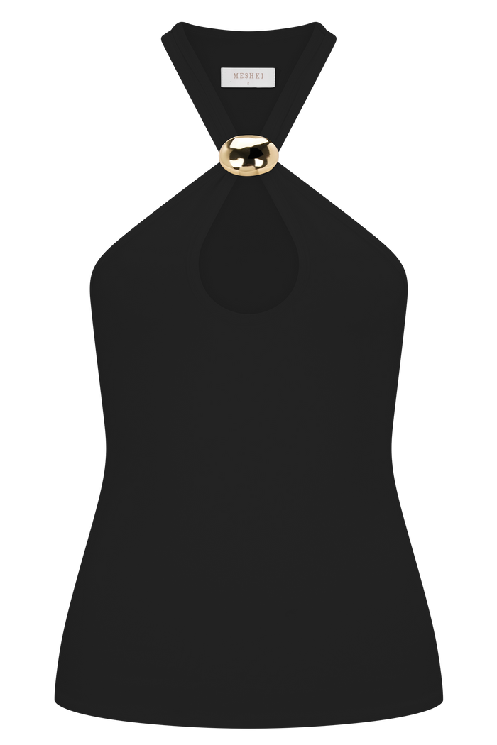 Ramona Modal Tank Top With Hardware - Black