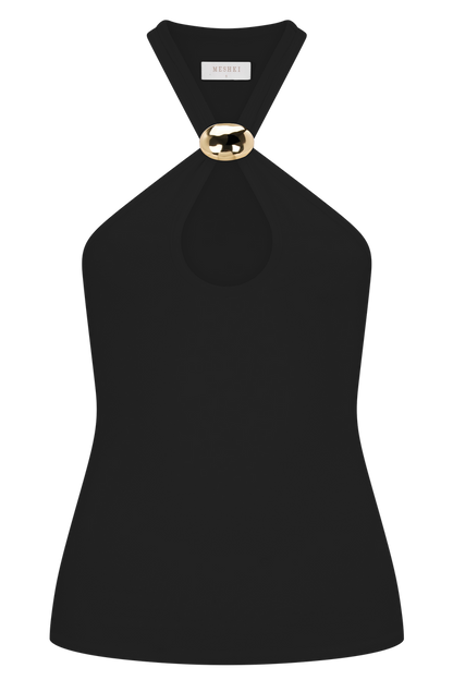 Ramona Modal Tank Top With Hardware - Black