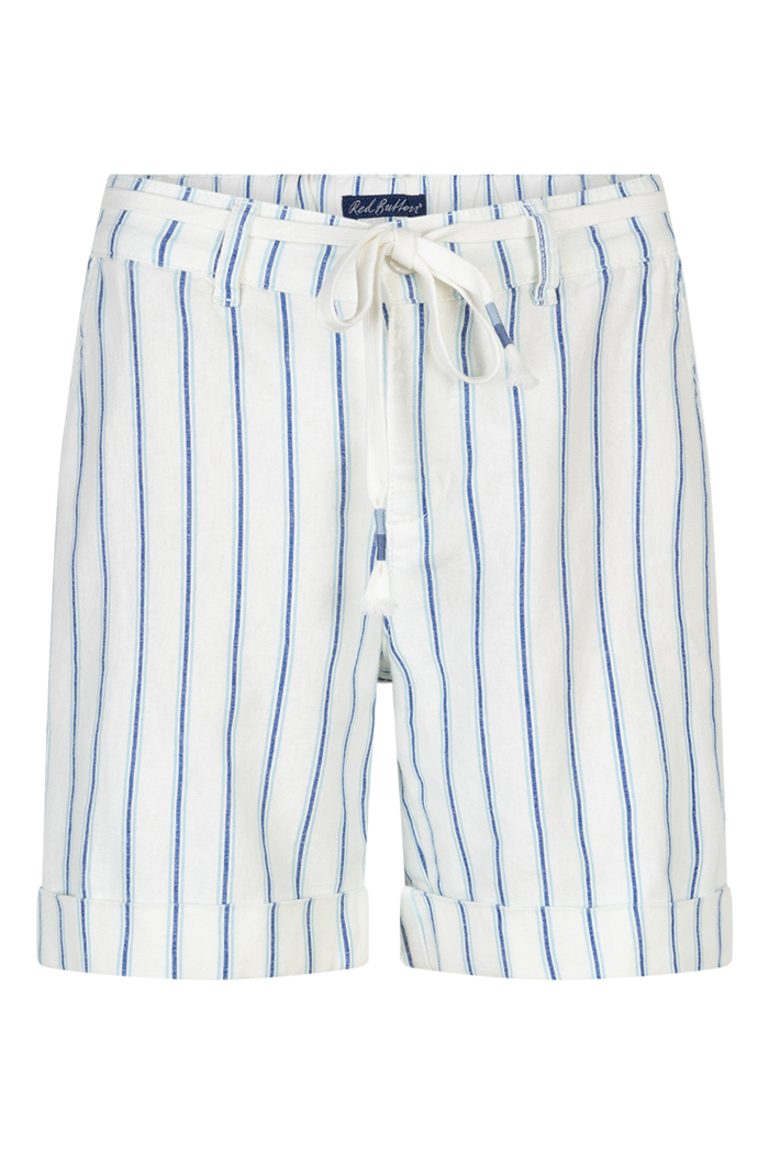 Front view of Red Button SRB4917 Camille Short Linen/Co Cobalt Stripe by Red Button shop Dotique for relaxed summer style