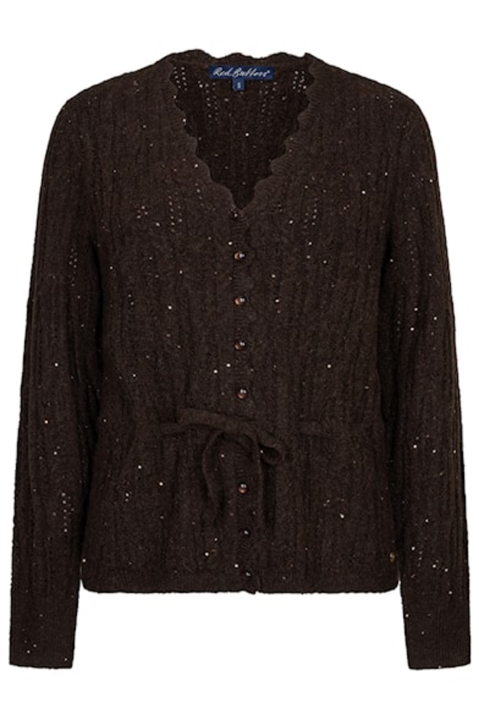 Red Button SRB5039 Cardigan Ajour Sparkle Espresso by Red Button, shop the Red Button collection at Dotique