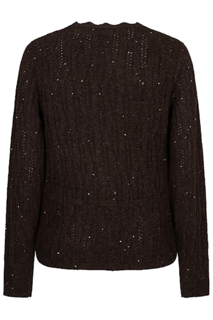 Red Button SRB5039 Cardigan Ajour Sparkle Espresso by Red Button, shop the vendor at Dotique for elegant sparkle knitwear