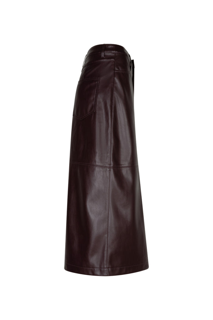 Red Button SRB5078 Alina Faux Leather Skirt Burgundy front view Shop Red Button at Dotique