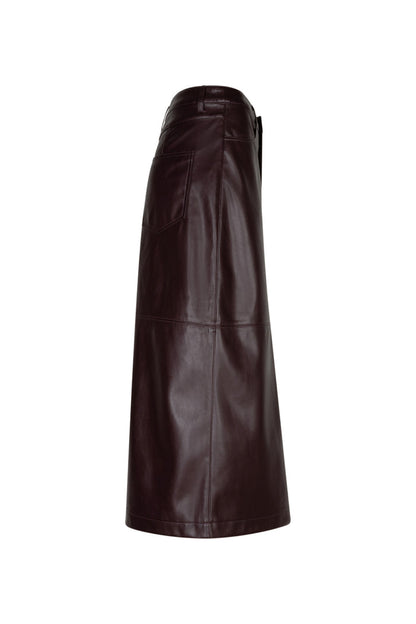 Red Button SRB5078 Alina Faux Leather Skirt Burgundy front view Shop Red Button at Dotique