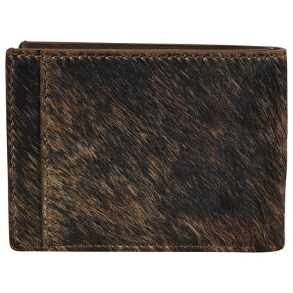Red Dirt Hat Co. Logo Natural Brindle Hair On Leather Bifold Wallet