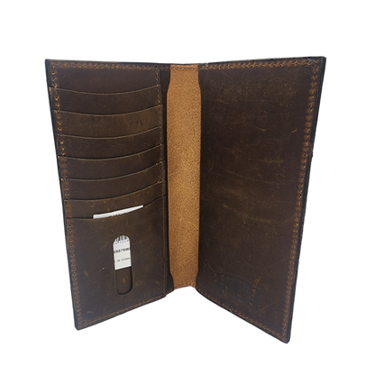 Red Dirt Hat Co. Logo Natural Brindle Hair On Leather Rodeo Wallet