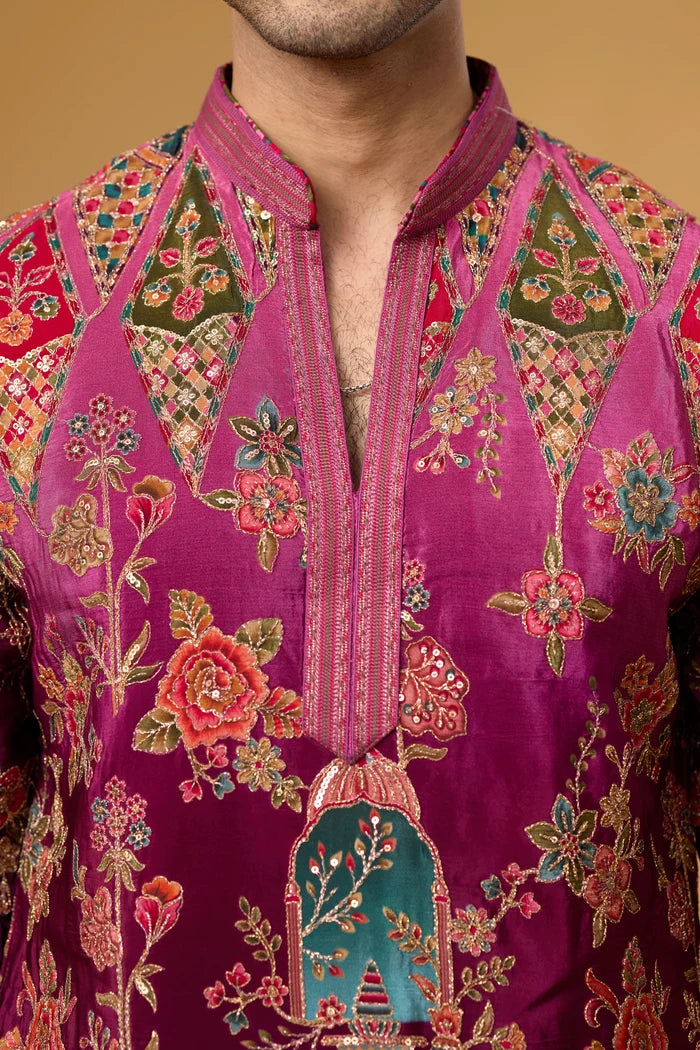 Premium Regal Magenta Kurta Set – Reception & Wedding Wear | Mahavir NX