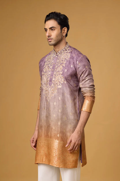 Plum Embroidered Kurta Set for Men – Festive Wear | Mahavir NX