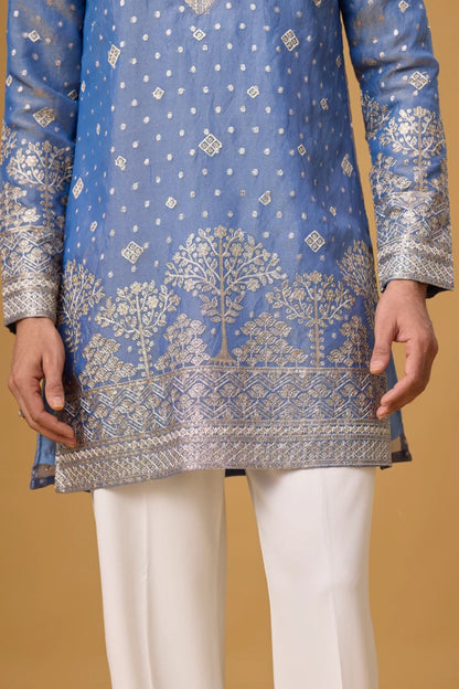 Powder Blue Regal Kurta Set – Cultural & Reception Wear | Mahavir NX