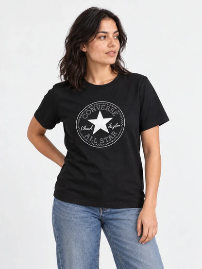 Remera Converse Patch Mujer Estilo Retro Negro — vista principal