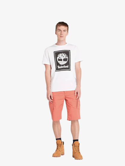 Remera Timberland Logo Bloque Blanco
