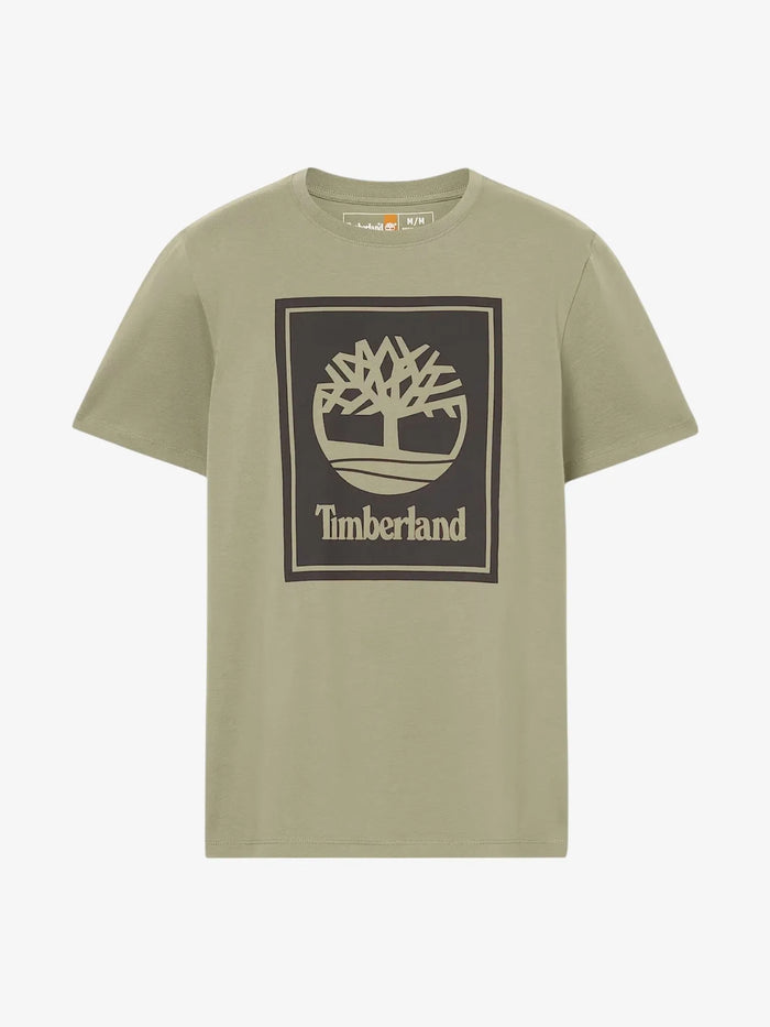 Remera Timberland Logo Bloque Verde Militar