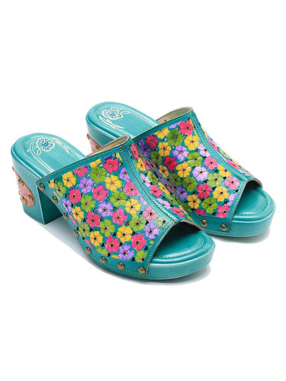 Retro Handmade Four-color Printed Sandals