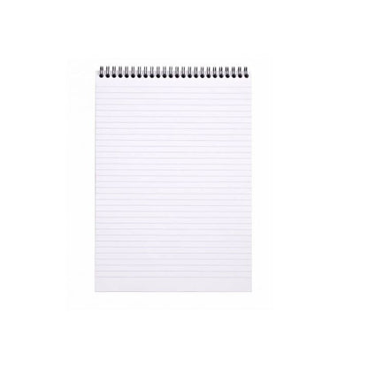 Blank notebook with lined pages on a white background