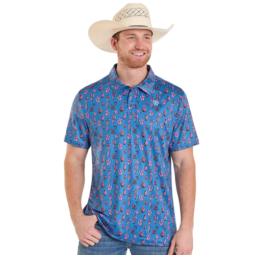 Rock & Roll Denim Men's Cactus Print Polo