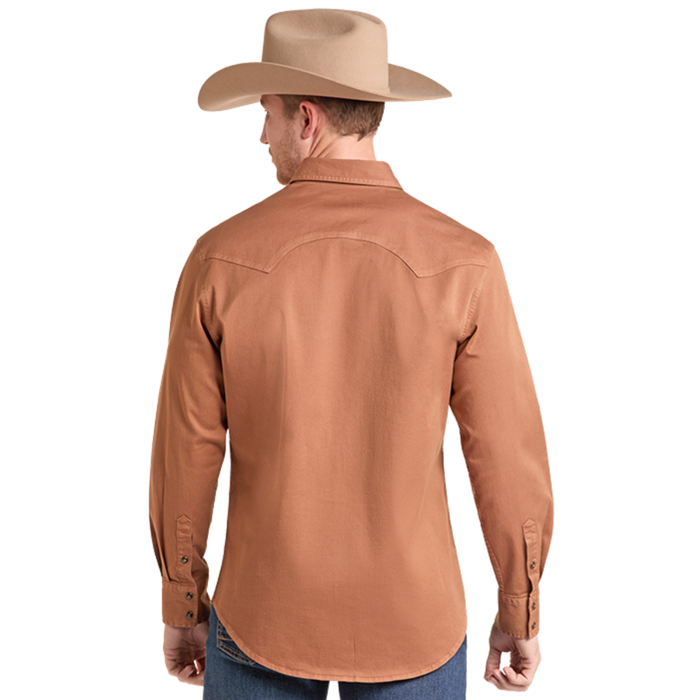 Rock & Roll Denim Men's L/S Koe Wetzel Solid Snap Shirt in Camel