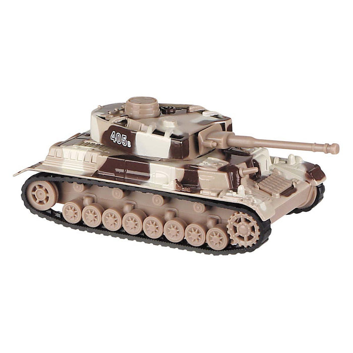The Rollin' Pull Back Army Tank by Rollin' is a beige and brown toy tank with "405" on the side, detailed tracks, wheels, and a long barrel—ideal for military toy fans.