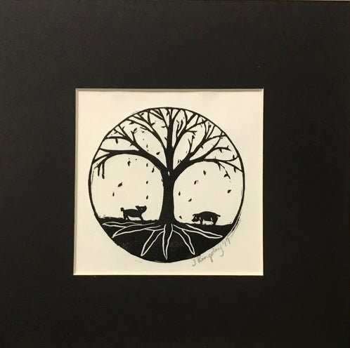 “Root” Rubber Block Print Matted