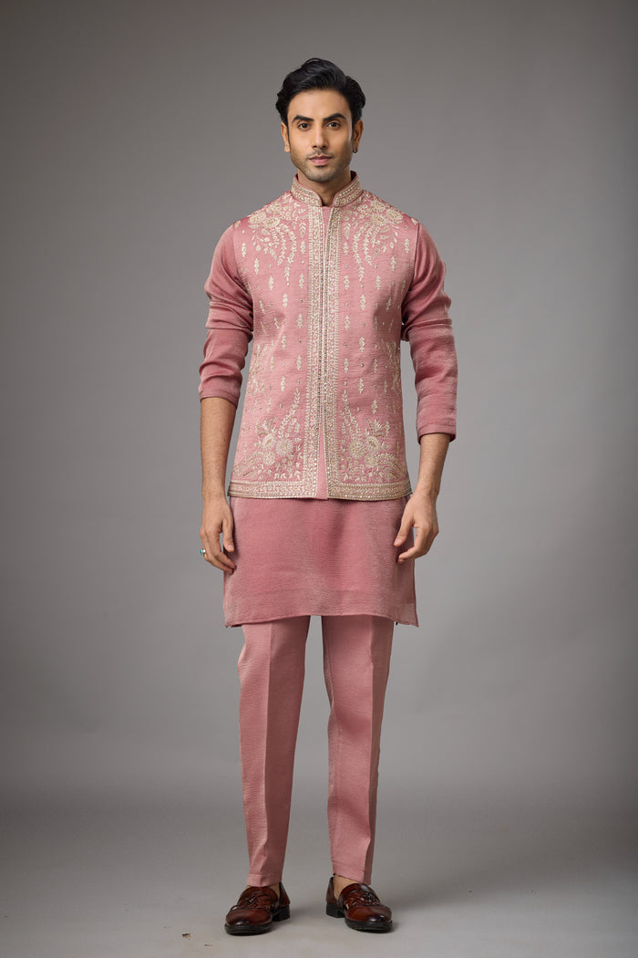 Rosewood Blush kurta jacket set | Mahavir NX