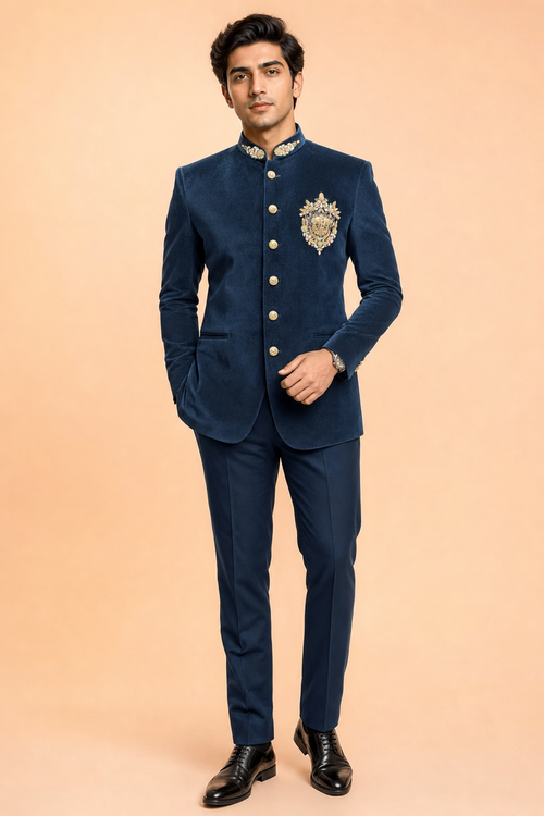 Teal Blue Jodhpuri Suit for Men – Wedding & Reception Wear | Mahavir NX