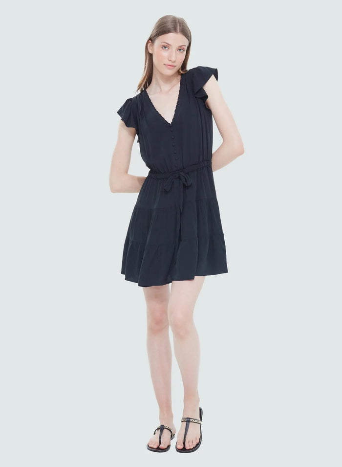 Ruffle Sleeve Jacquard Mini Dress Acorn Home + Apparel