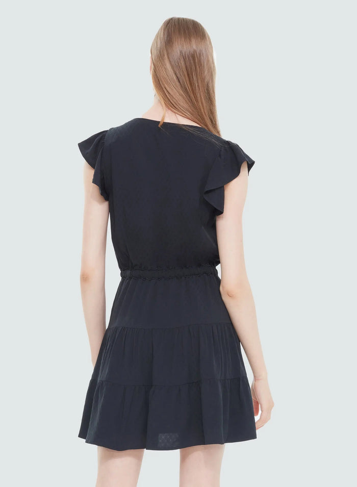 Ruffle Sleeve Jacquard Mini Dress Acorn Home + Apparel
