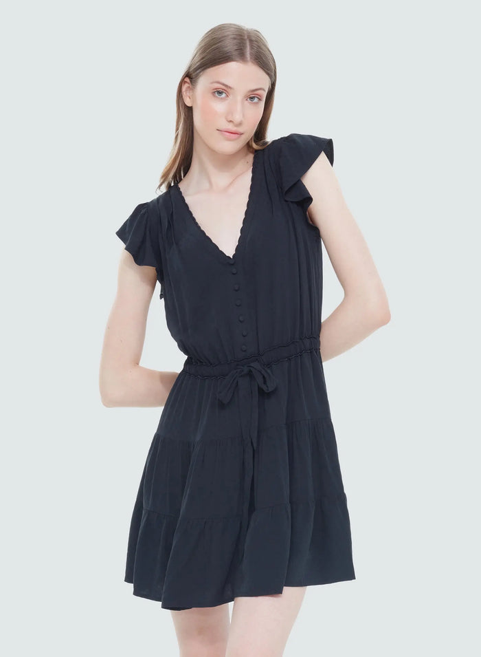 Ruffle Sleeve Jacquard Mini Dress Acorn Home + Apparel