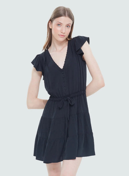 Ruffle Sleeve Jacquard Mini Dress Acorn Home + Apparel
