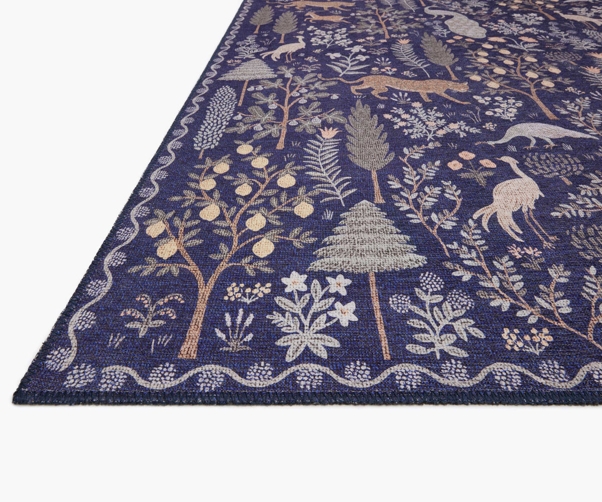 Menagerie Forest Printed Rug - Navy