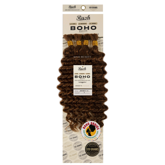 Rush 100% Virgin Brazilian Boho Braids Deep Wave Bulk 17-19"