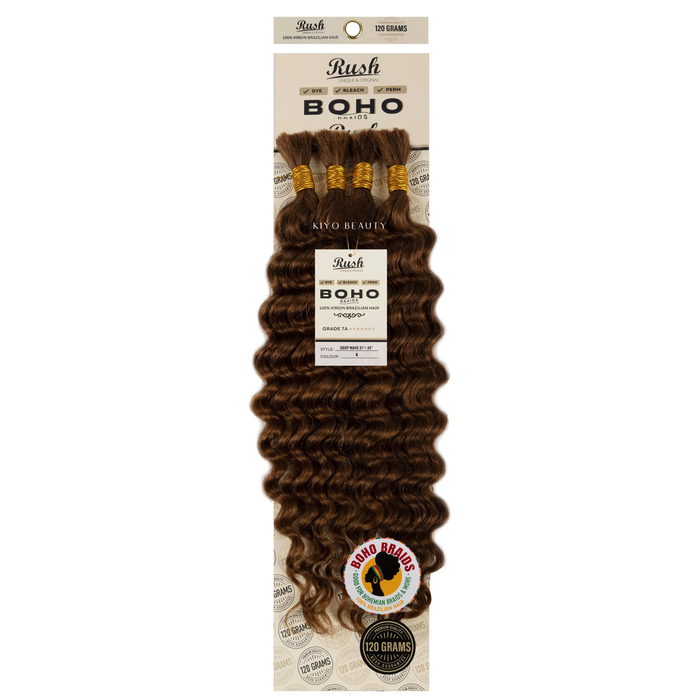 Rush 100% Virgin Brazilian Boho Braids Deep Wave Bulk 21-23'