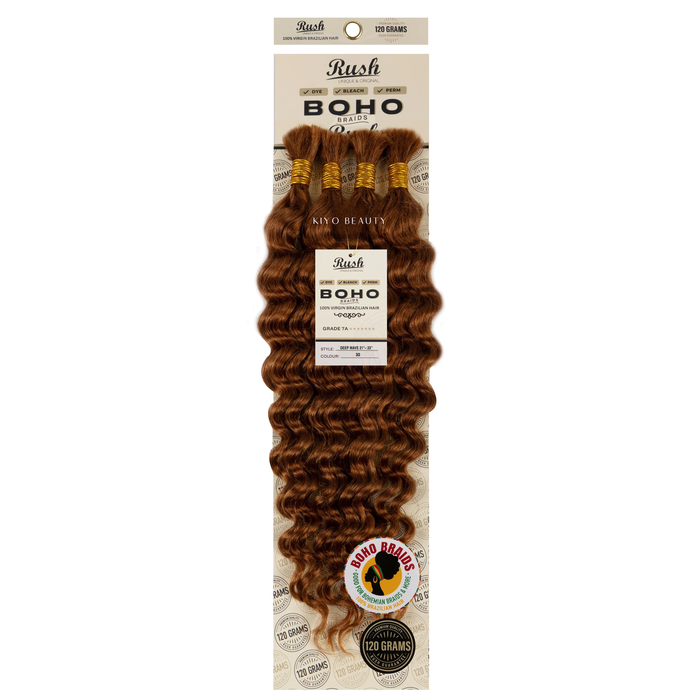 Rush 100% Virgin Brazilian Boho Braids Deep Wave Bulk 21-23'