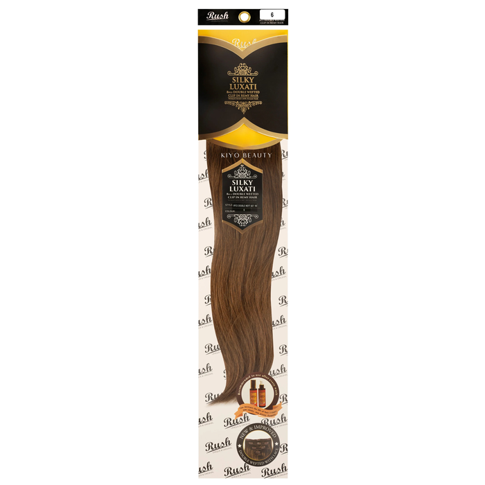 Rush Silky Luxati Human Hair Extension 8pc Full Head Double Weft Clip in 18"