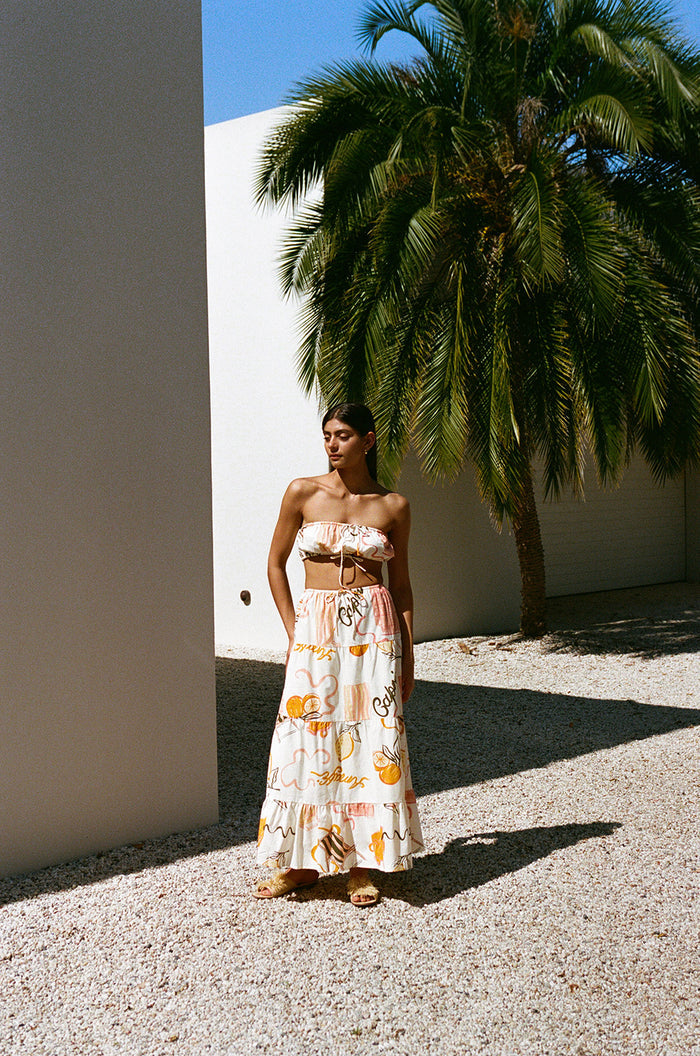 SAMPLE-Aviva Midi Skirt - Amalfi Aperol