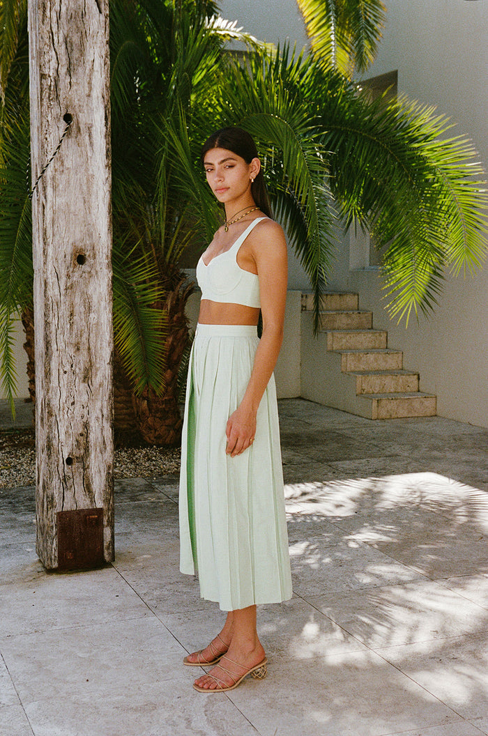 SAMPLE-Dien Wrap Skirt - Green