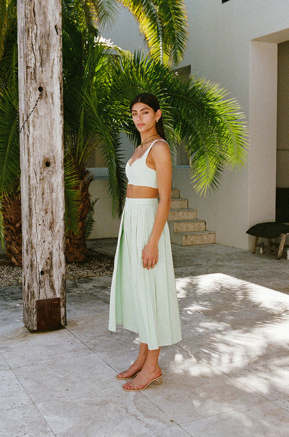 SAMPLE-Dien Wrap Skirt - Green