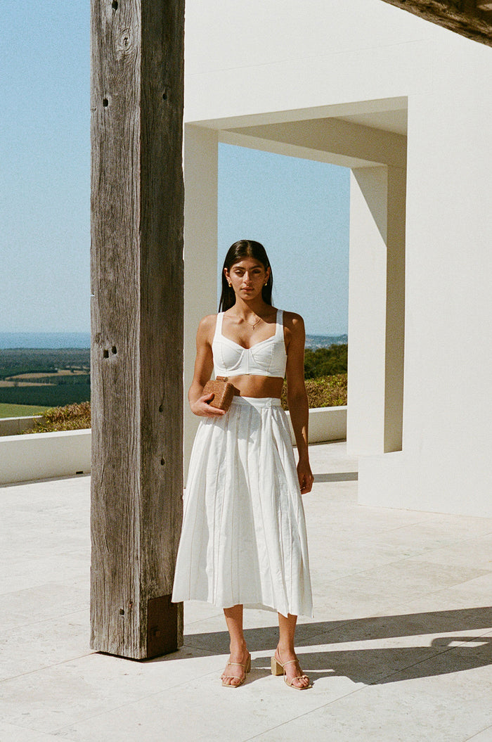 SAMPLE-Dien Wrap Skirt - White