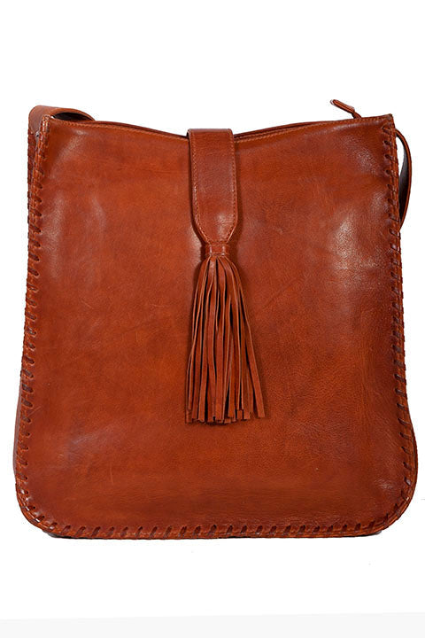 Scully Leather Whip Stitch Large Crossbody Bag