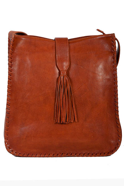 Scully Leather Whip Stitch Large Crossbody Bag