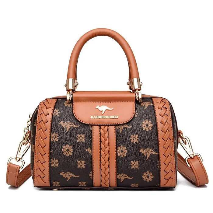 Brown and black Jasmine Daishu semi-woven shoulder bag cruelty-free triple-layer FTF Market UK