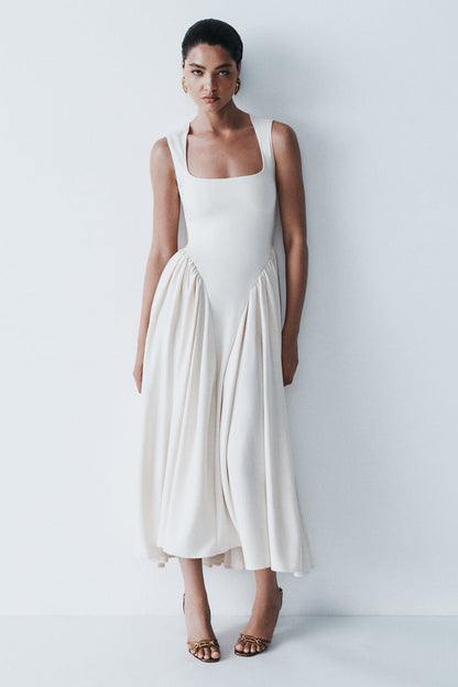 Sharon Scuba Jersey Midi Dress - Ivory