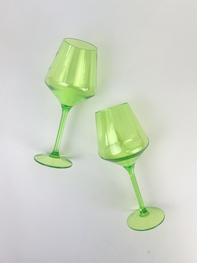 Shatterproof Stemmed Wineglass Lime Green Drinkware in  at Wrapsody