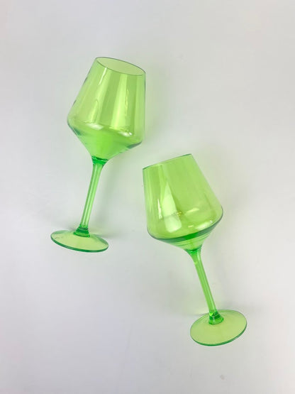 Shatterproof Stemmed Wineglass Lime Green Drinkware in  at Wrapsody
