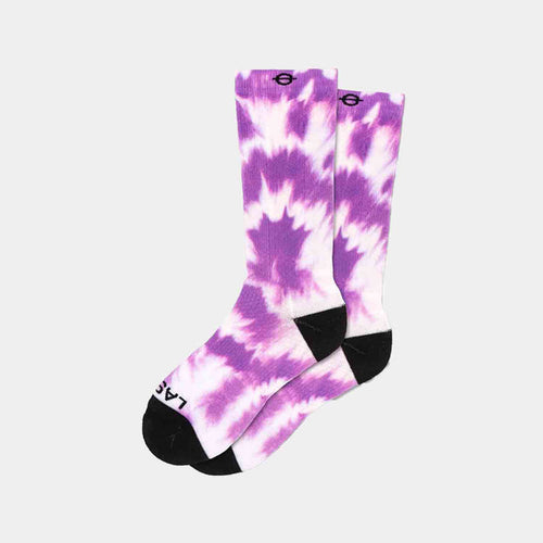 Side view of the Lasso Signature Series Tie Dye Crew Socks.